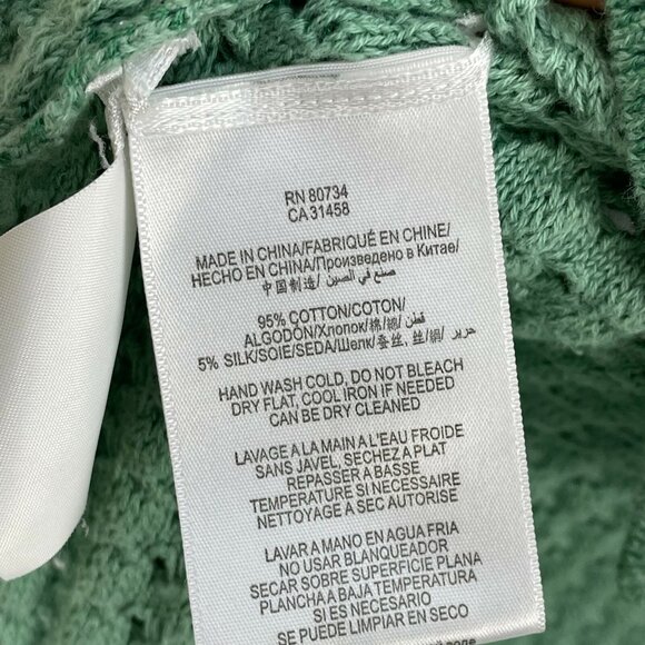 BCBGMAXAZRIA Large Dusty Jade Green KENT V Neck Sweater Open Knit Pullover - Picture 6 of 15